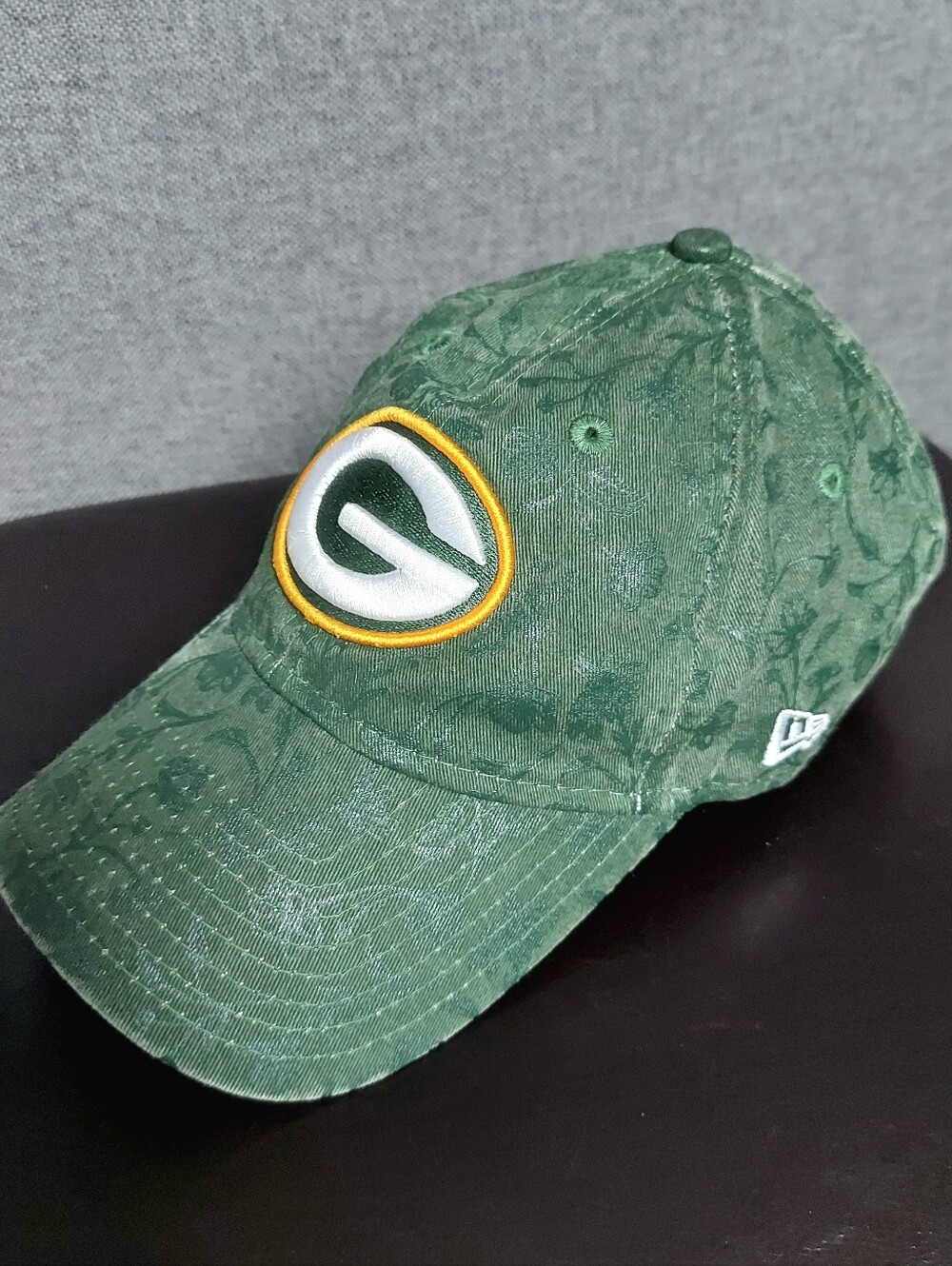 Green Bay Packers Floral Embossed Textured Baseball Hat Women OS